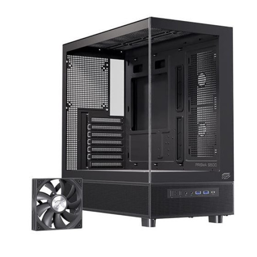 Thùng máy EINAREX S500 Core Black F-ATX | Kèm 1 Fan Đen, Kính cường lực, Đen