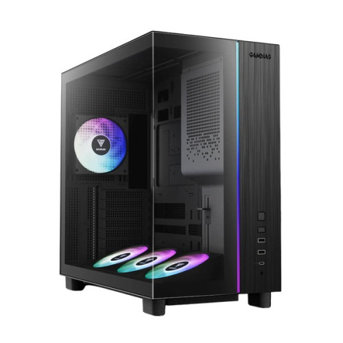 Thùng máy Gamdias Atlas M4 (Kèm sẵn 4 Fan ARGB) | F-ATX, Mid Tower, Kính cường lực, Đen