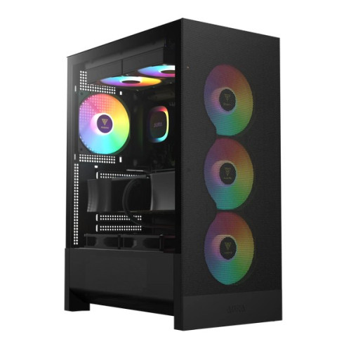 Thùng máy Gamdias Aura GC15 ARGB F-ATX (Kèm sẵn 4 Fan ARGB) | Mid Tower, Kính cường lực, Đen