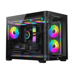 Thùng máy LinkTech Siren M (Chưa kèm Fan) | M-ATX/ITX, Mặt kính cong, Đen