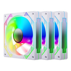Quạt tản nhiệt PC Coolmoon F3 | Kit 3 fan 122mm, ARGB, Trắng