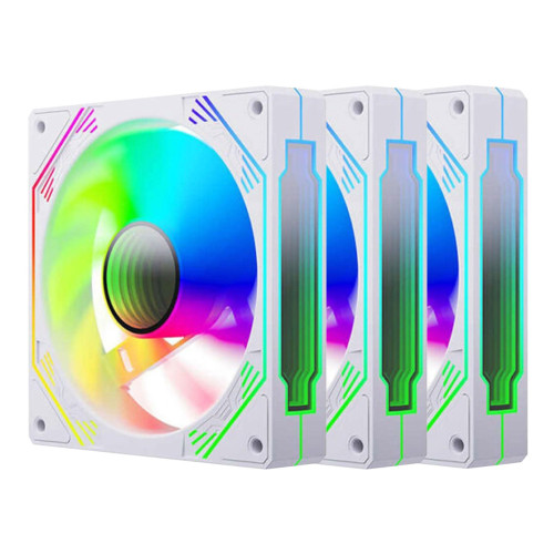 Quạt tản nhiệt PC Coolmoon F3 | Kit 3 fan 122mm, ARGB, Trắng