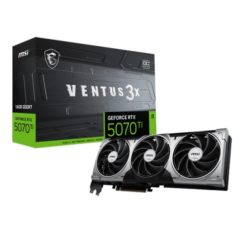 Card màn hình NVIDIA GeForce RTX 5070 Ti MSI Ventus 3X OC | 16GB GDDR7, 8960 CUDA, 750W