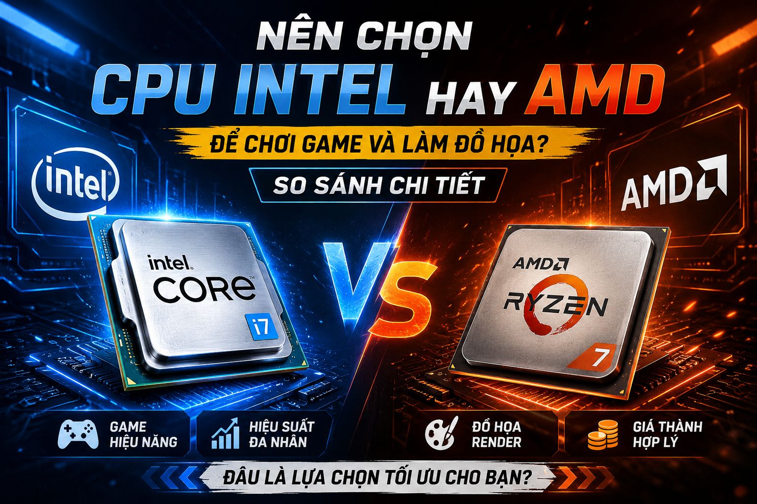 Nên Chọn CPU Intel Hay AMD Để Chơi Game Và Làm Đồ Họa? So Sánh Chi Tiết 2026