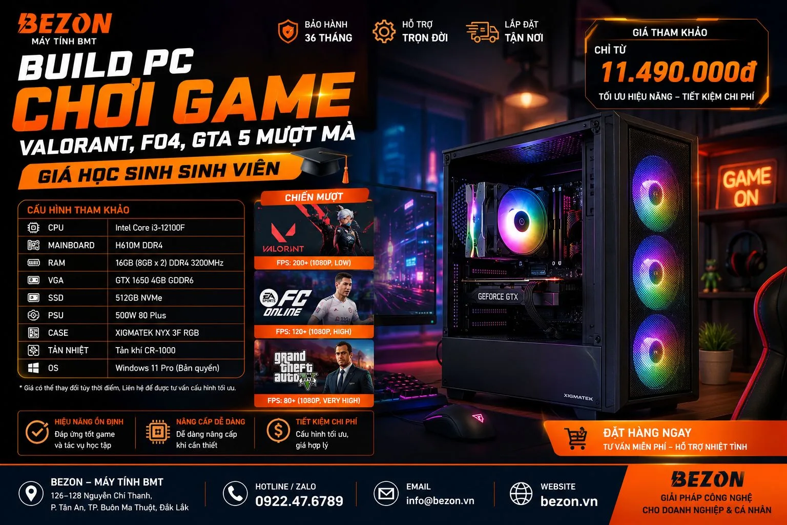 Build PC Chơi Game Valorant, FO4, GTA 5 Mượt Mà Giá Học Sinh Sinh Viên