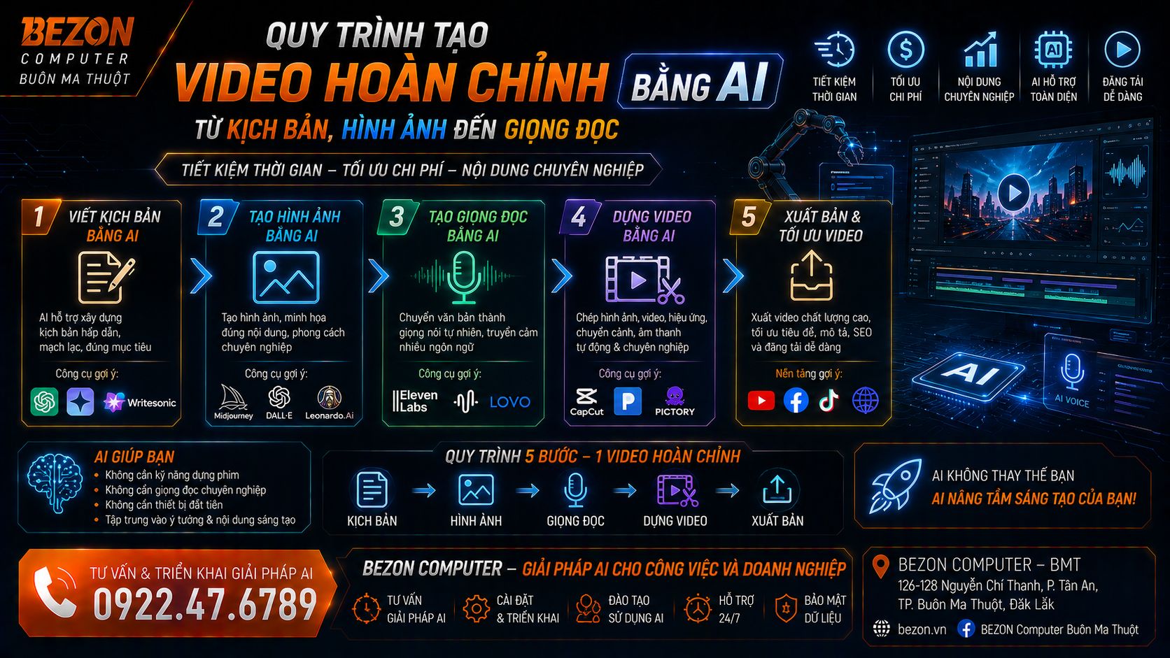 Quy Trình Tạo Video Hoàn Chỉnh Bằng AI Từ Kịch Bản, Hình Ảnh Đến Giọng Đọc