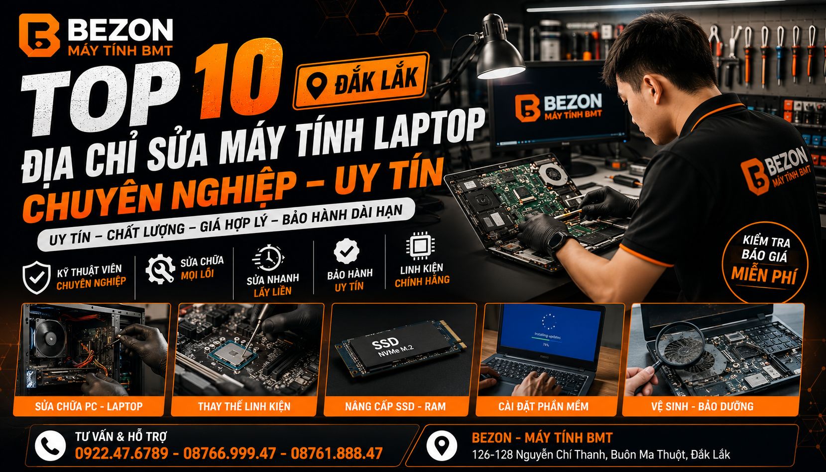 Top 10 Địa Chỉ Sửa Máy Tính Laptop Chuyên Nghiệp Uy Tín Tại Đắk Lắk 2026