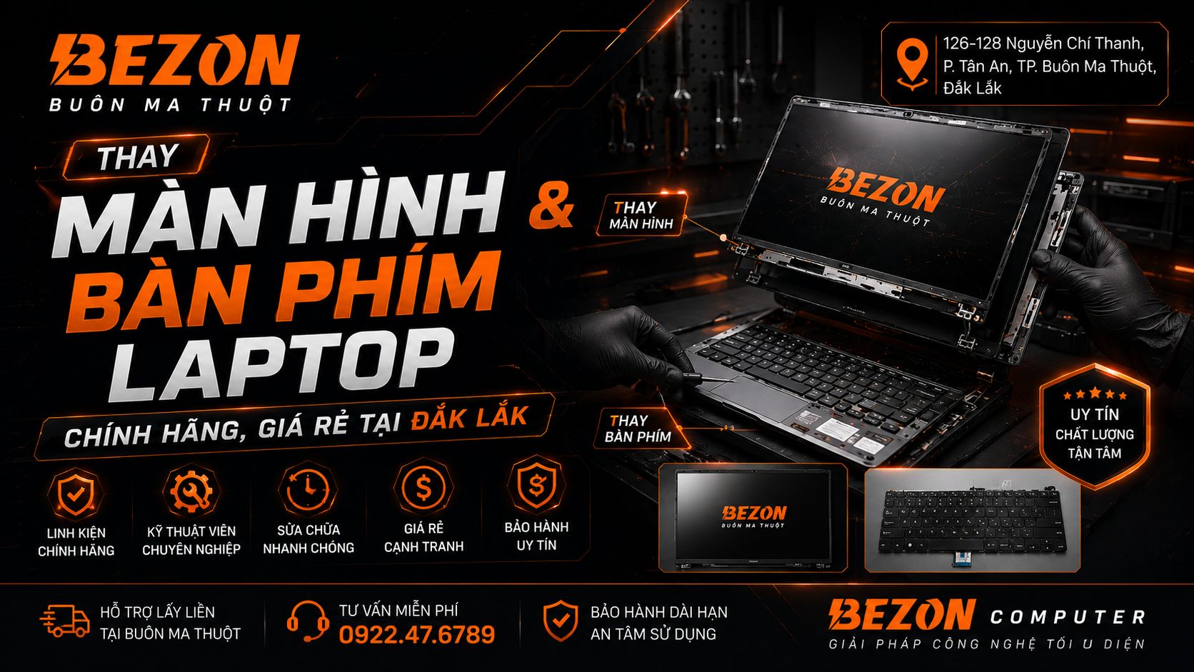 Thay Màn Hình, Bàn Phím Laptop Đắk Lắk | BEZON