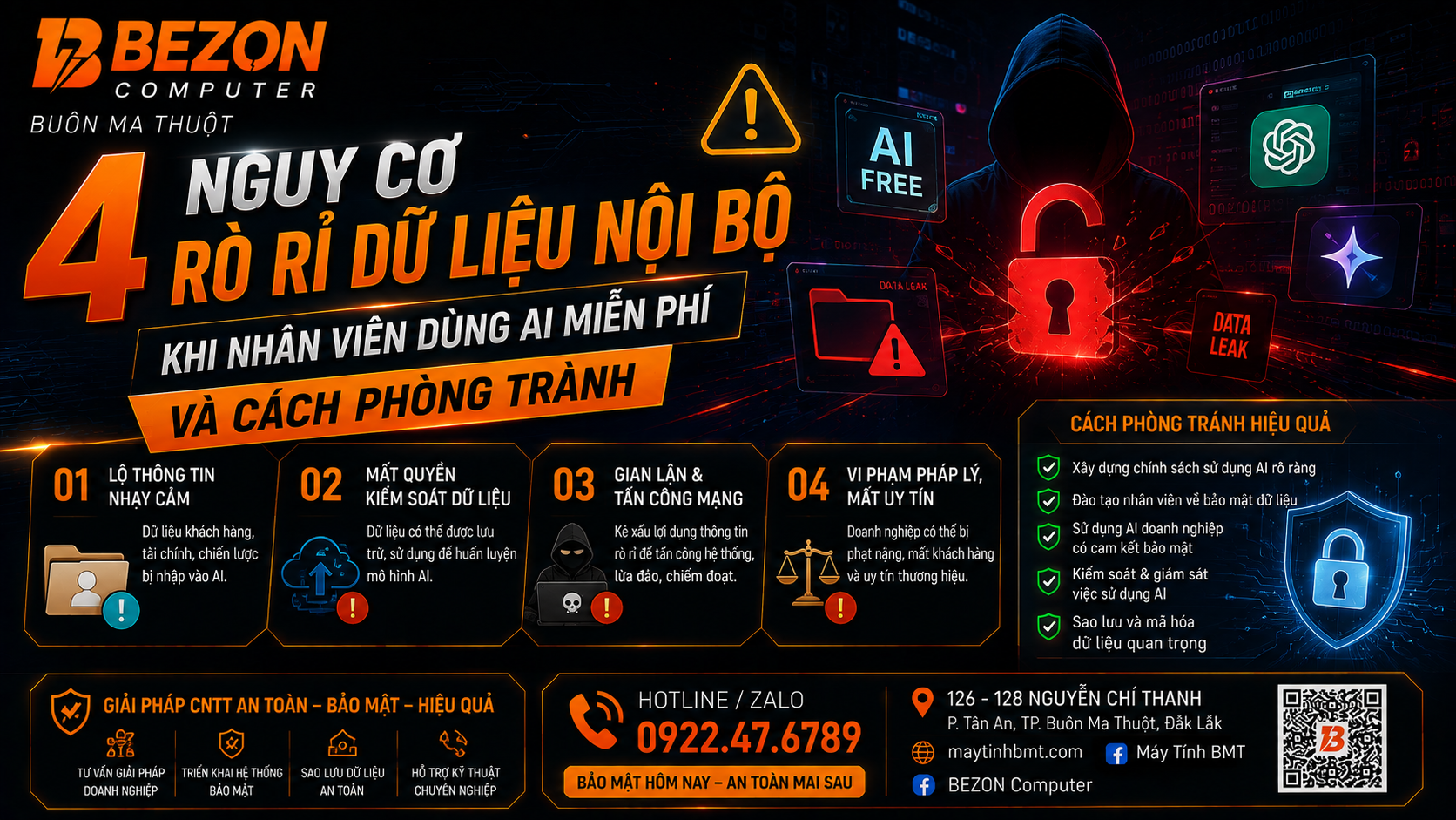 4 Nguy Cơ Rò Rỉ Dữ Liệu Nội Bộ Khi Nhân Viên Dùng AI Miễn Phí Và Cách Phòng Tránh