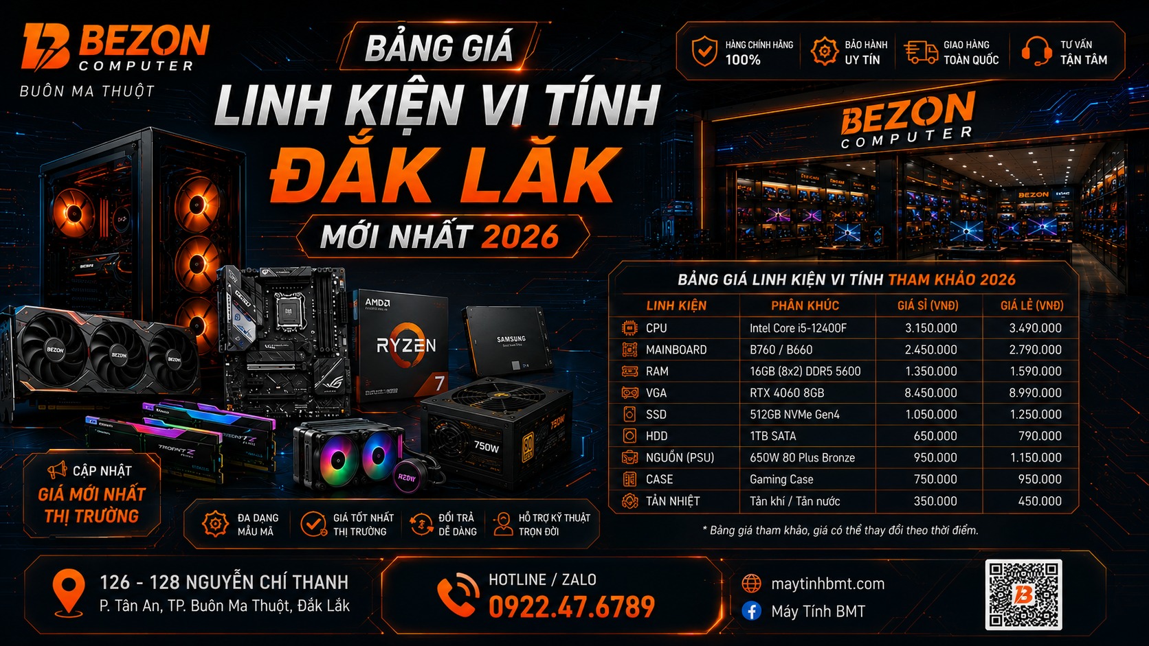 Bảng Giá Linh Kiện Vi Tính Đắk Lắk Mới Nhất 2026