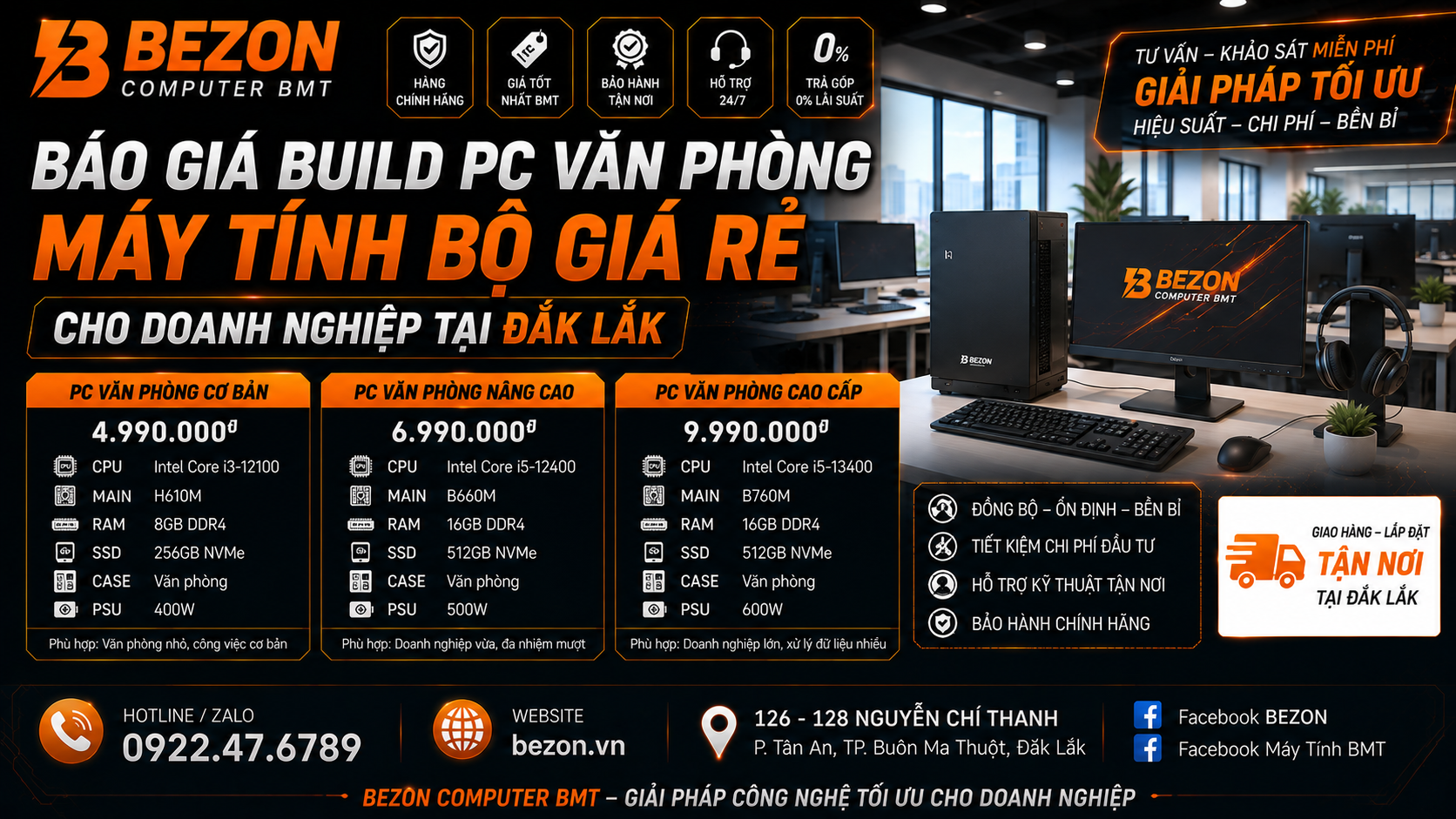 Báo giá build PC văn phòng, máy tính bộ giá rẻ cho doanh nghiệp Đắk Lắk