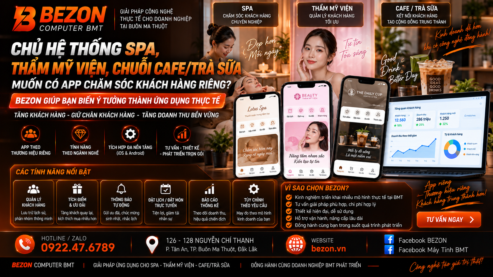 Chủ hệ thống Spa, Thẩm mỹ viện, chuỗi Cafe/Trà sữa muốn có App chăm sóc khách hàng riêng
