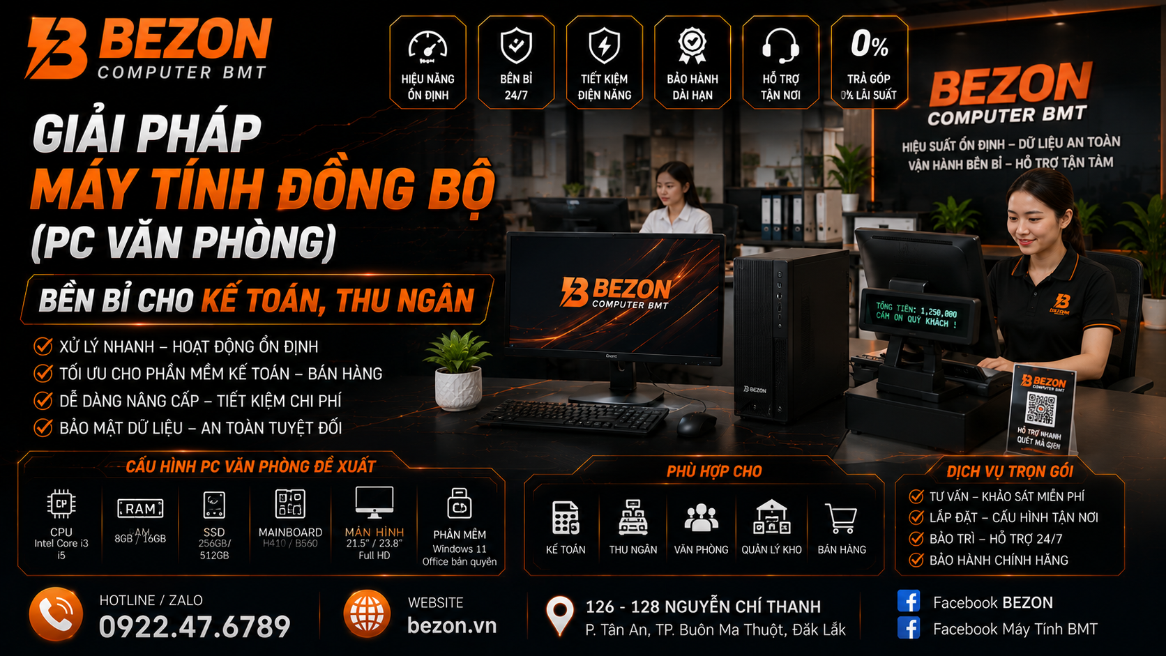 Giải pháp máy tính đồng bộ (PC Văn phòng) bền bỉ cho kế toán, thu ngân