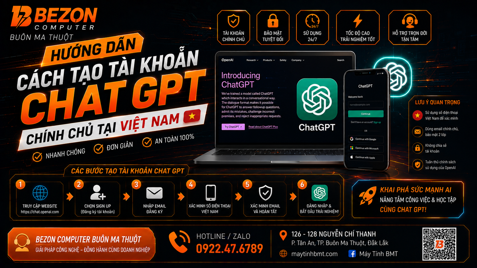 Hướng dẫn cách tạo tài khoản Chat GPT chính chủ tại Việt Nam