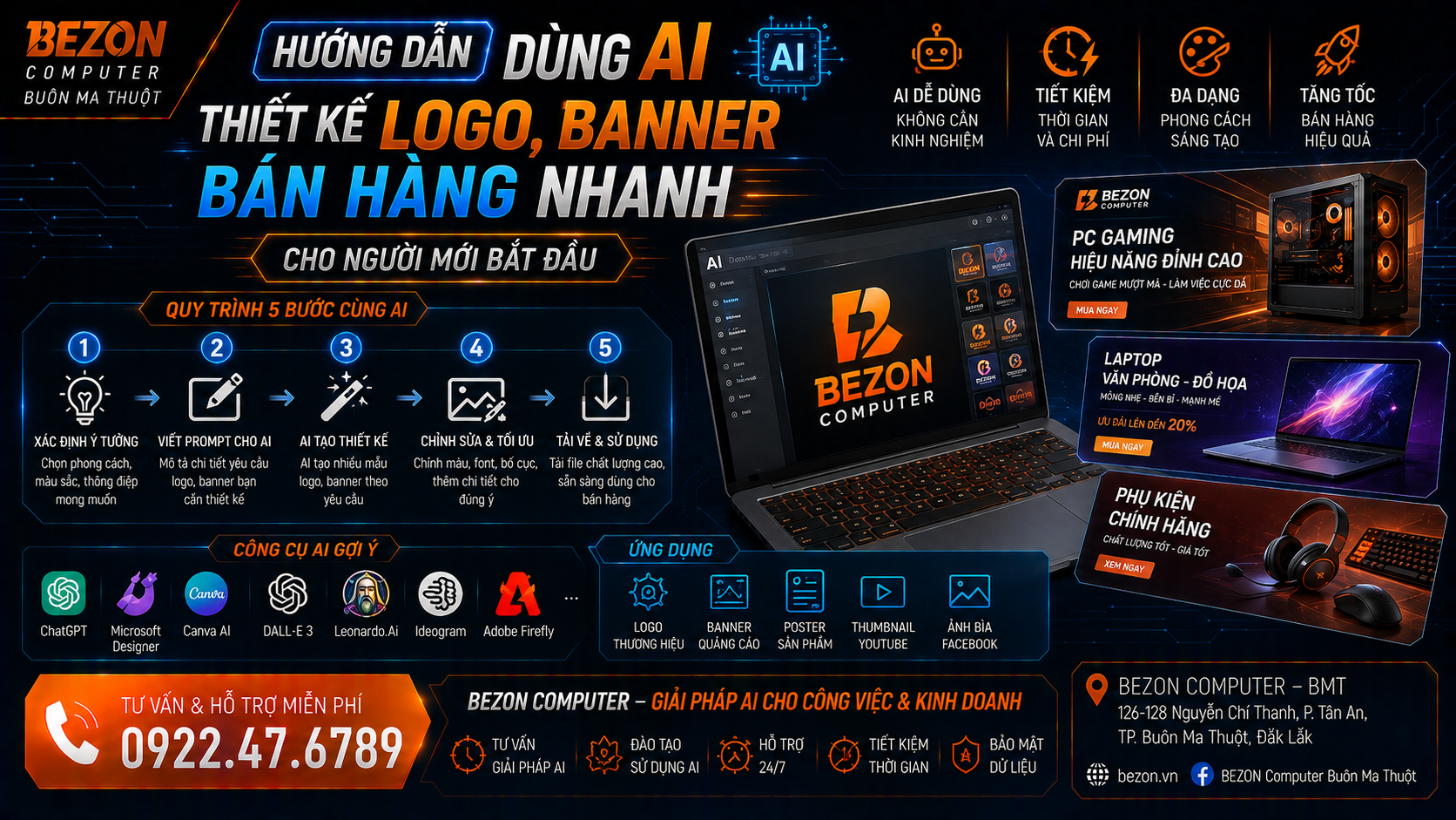 Hướng Dẫn Dùng AI Thiết Kế Logo, Banner Bán Hàng Nhanh Cho Người Mới Bắt Đầu