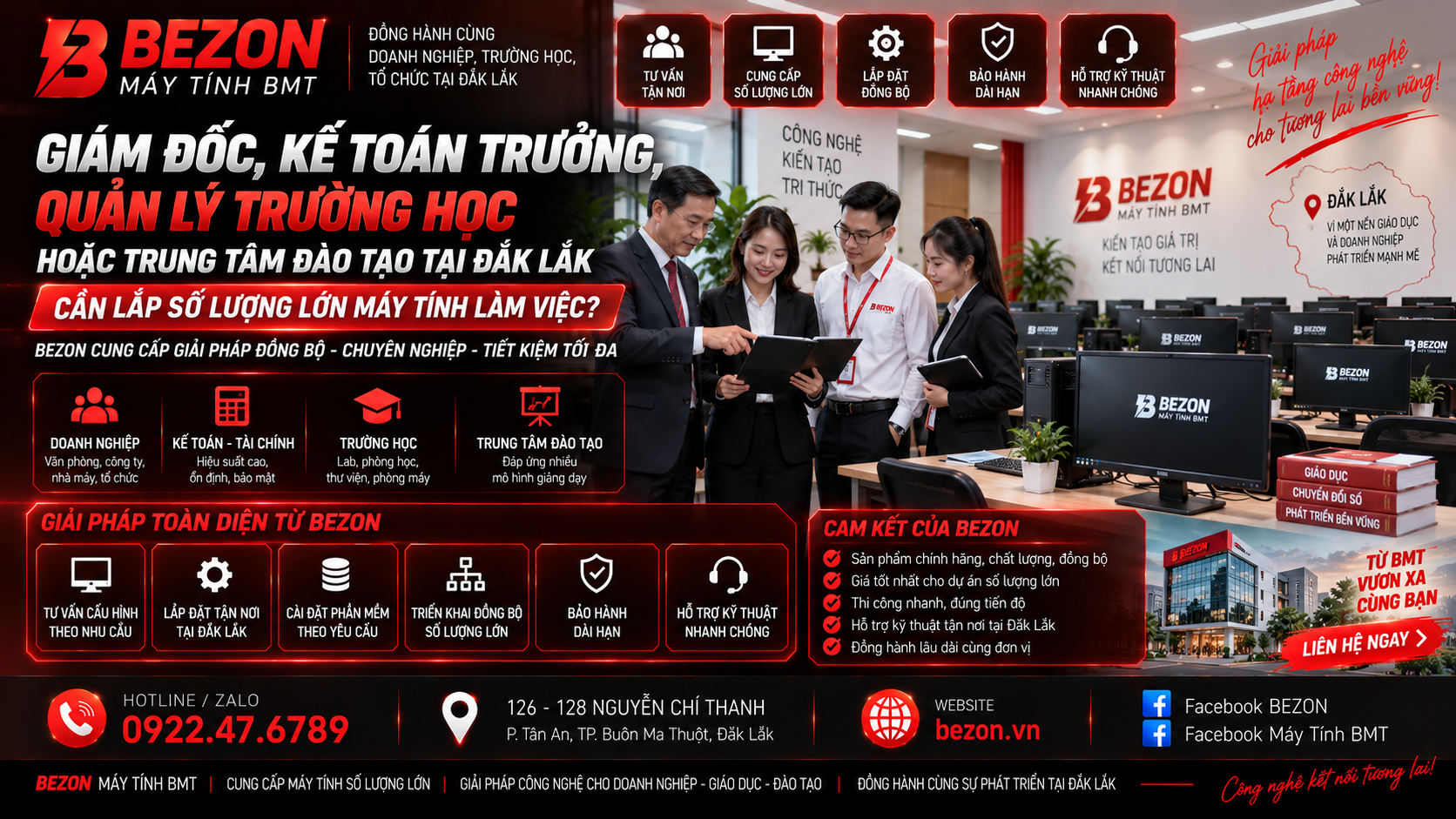 Giám đốc, kế toán trưởng, quản lý trường học hoặc trung tâm đào tạo tại Đắk Lắk cần lắp số lượng lớn máy tính làm việc.