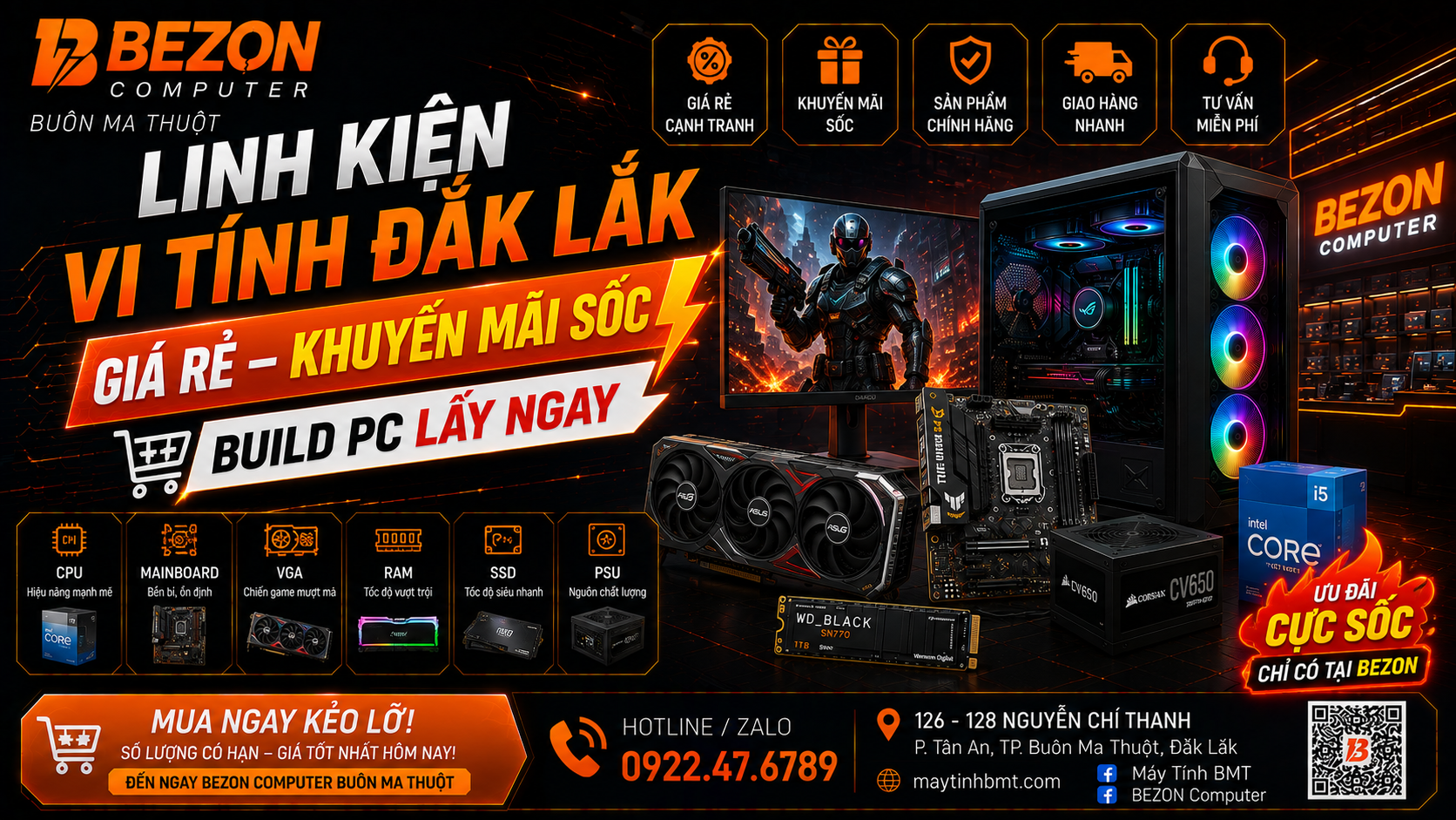 Linh Kiện Vi Tính Đắk Lắk Giá Rẻ – Khuyến Mãi Sốc, Build PC Lấy Ngay
