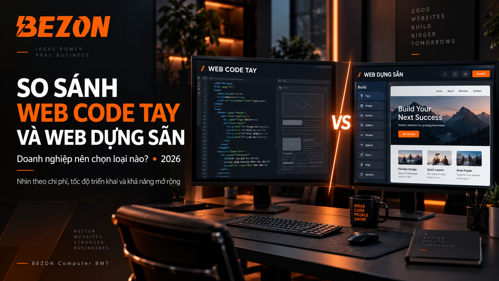 So Sánh Web Code Tay Và Web Dựng Sẵn 2026: Doanh Nghiệp Nên Chọn Loại Nào?
