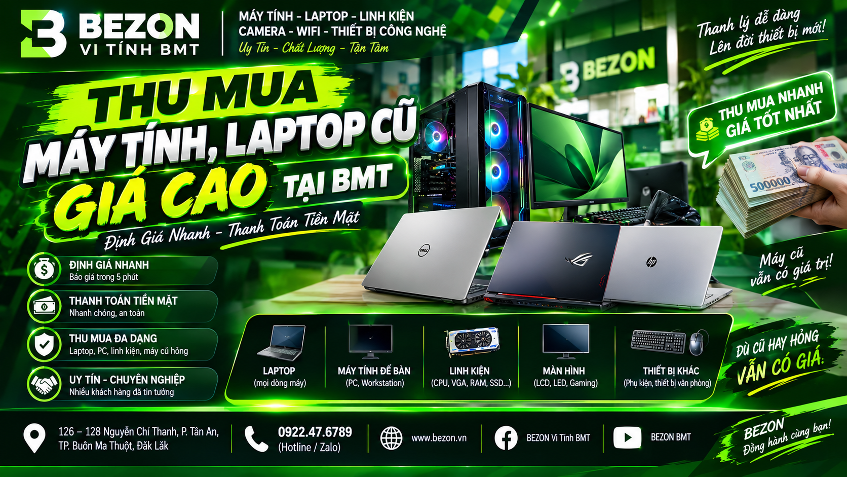 Thu Mua Máy Tính, Laptop Cũ Giá Cao Tại BMT – Định Giá Nhanh, Thanh Toán Tiền Mặt