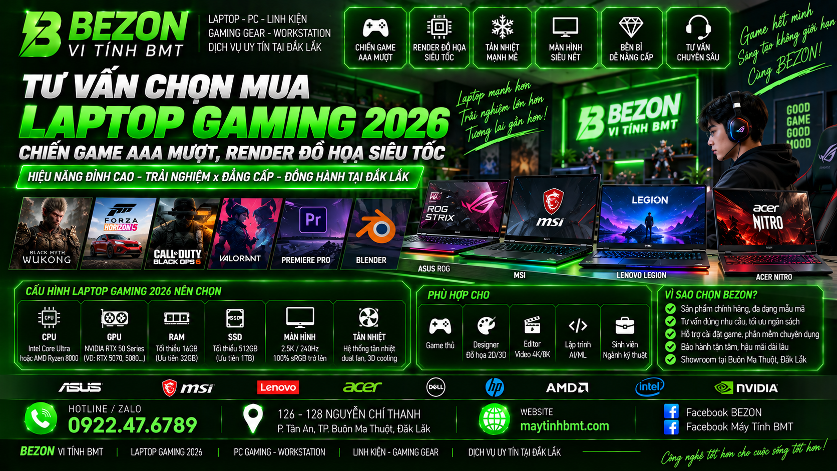 Tư Vấn Chọn Mua Laptop Gaming 2026: Chiến Game AAA Mượt, Render Đồ Họa Siêu Tốc