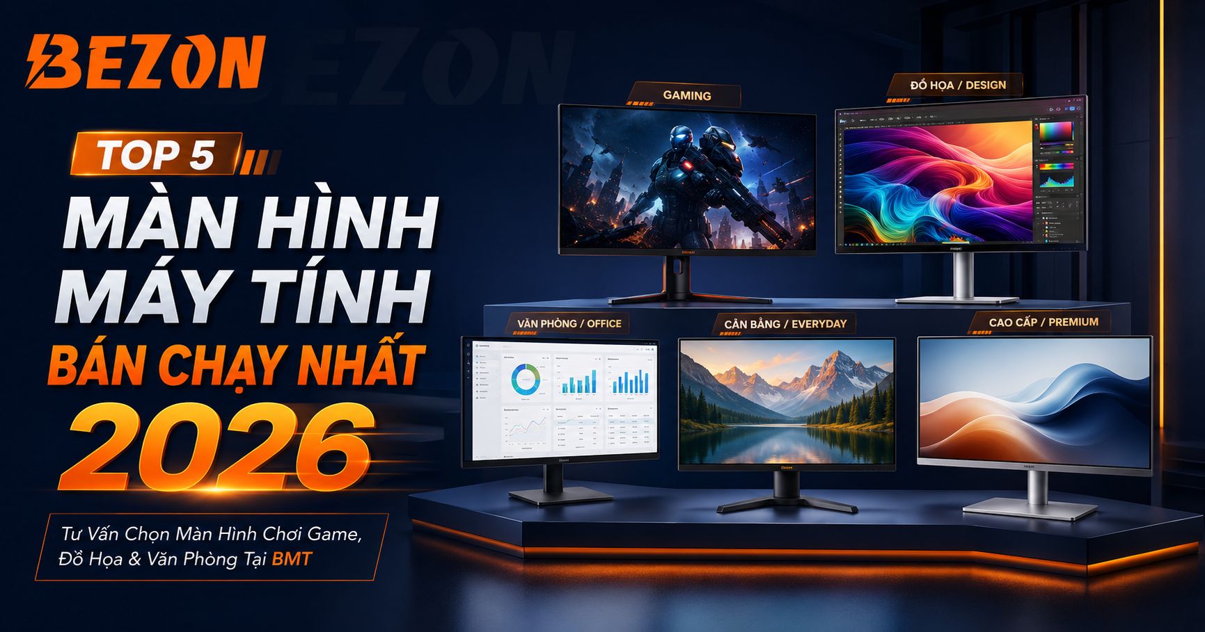 Top 5 Màn Hình Máy Tính Bán Chạy Nhất 2026: Tư Vấn Chọn Màn Hình Chơi Game, Đồ Họa & Văn Phòng Tại BMT