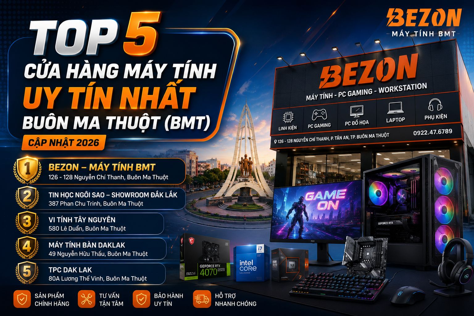 Top 5 Cửa Hàng Máy Tính Uy Tín Nhất Buôn Ma Thuột (BMT) 2026