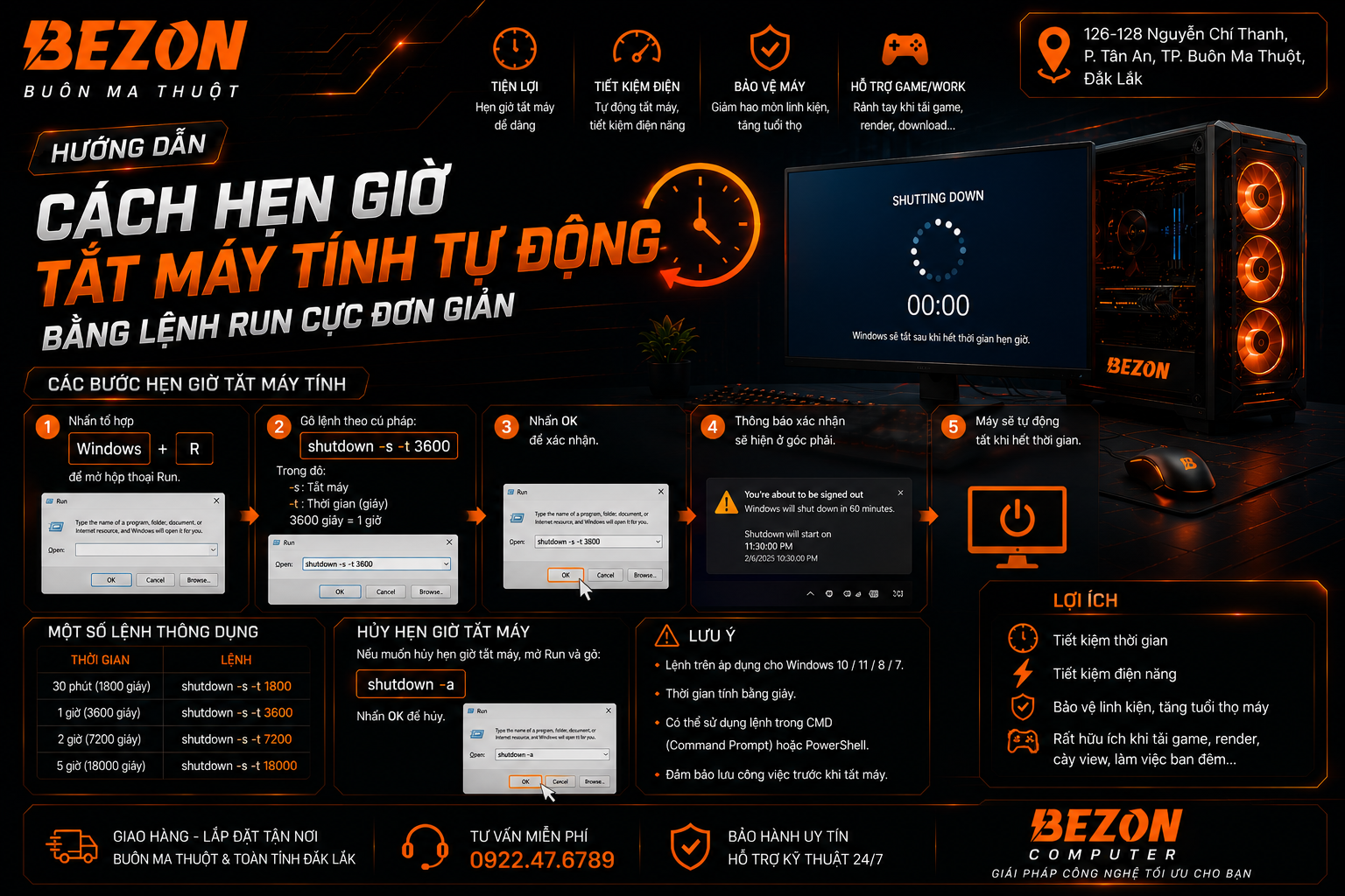 Cách Hẹn Giờ Tắt Máy Tính Bằng Lệnh Run | BEZON