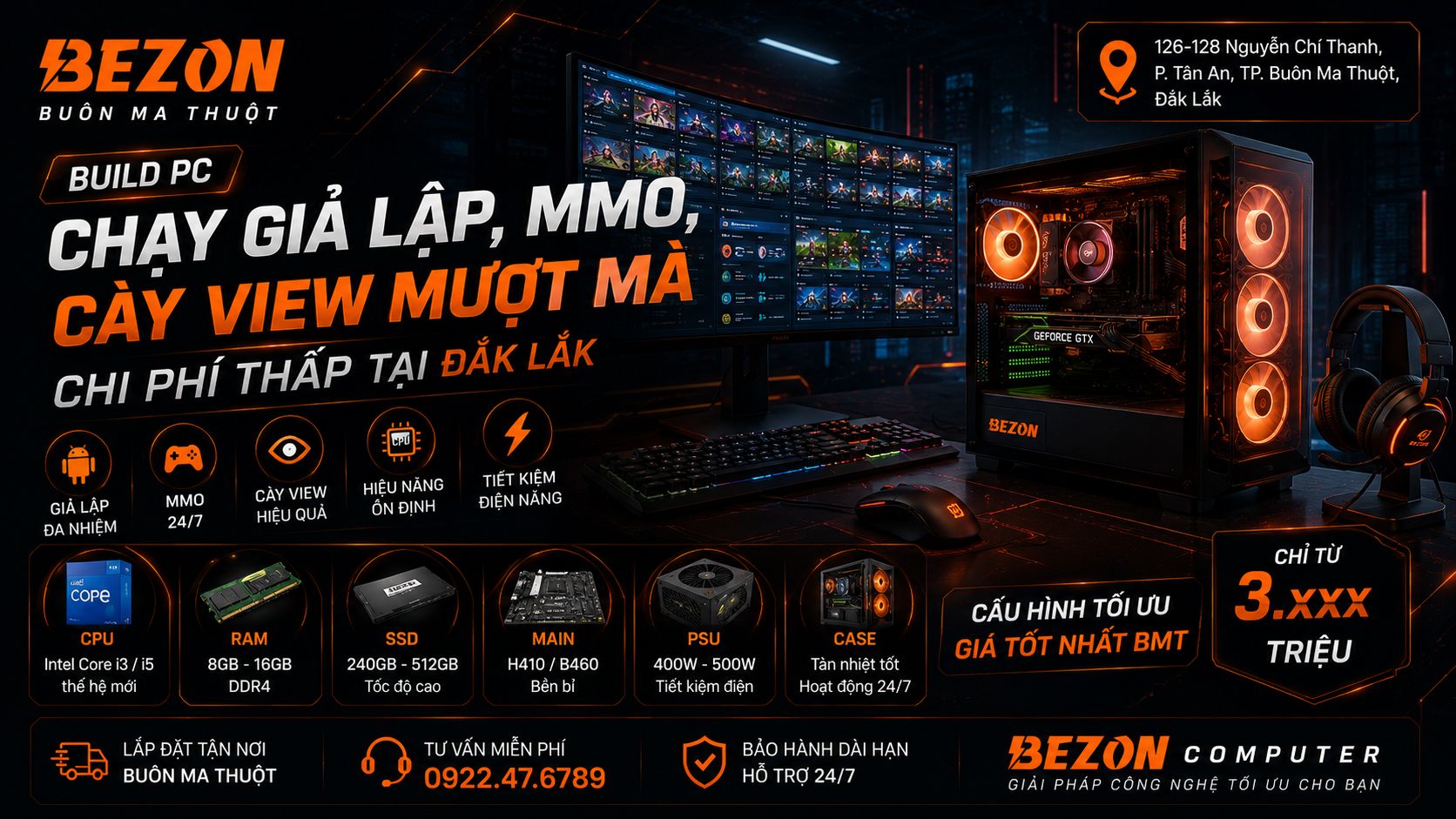 Build PC Chạy Giả Lập, MMO, Cày View Mượt Mà Chi Phí Thấp Tại Đắk Lắk