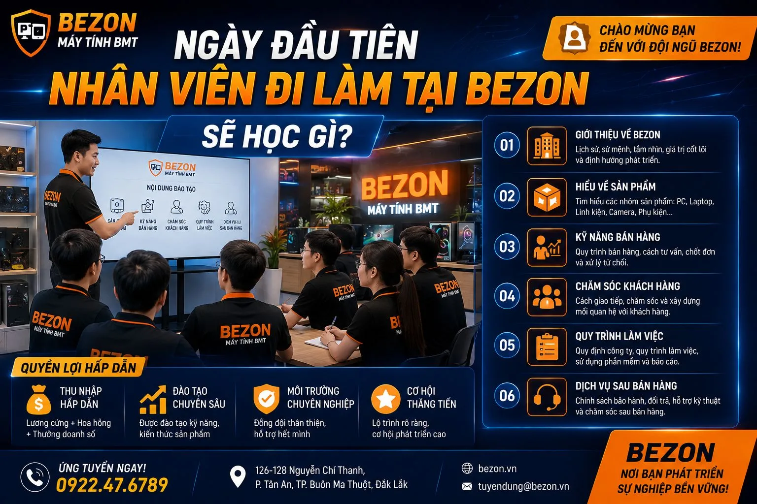 NGÀY ĐẦU TIÊN NHÂN VIÊN ĐI LÀM TẠI BEZON SẼ HỌC GÌ?