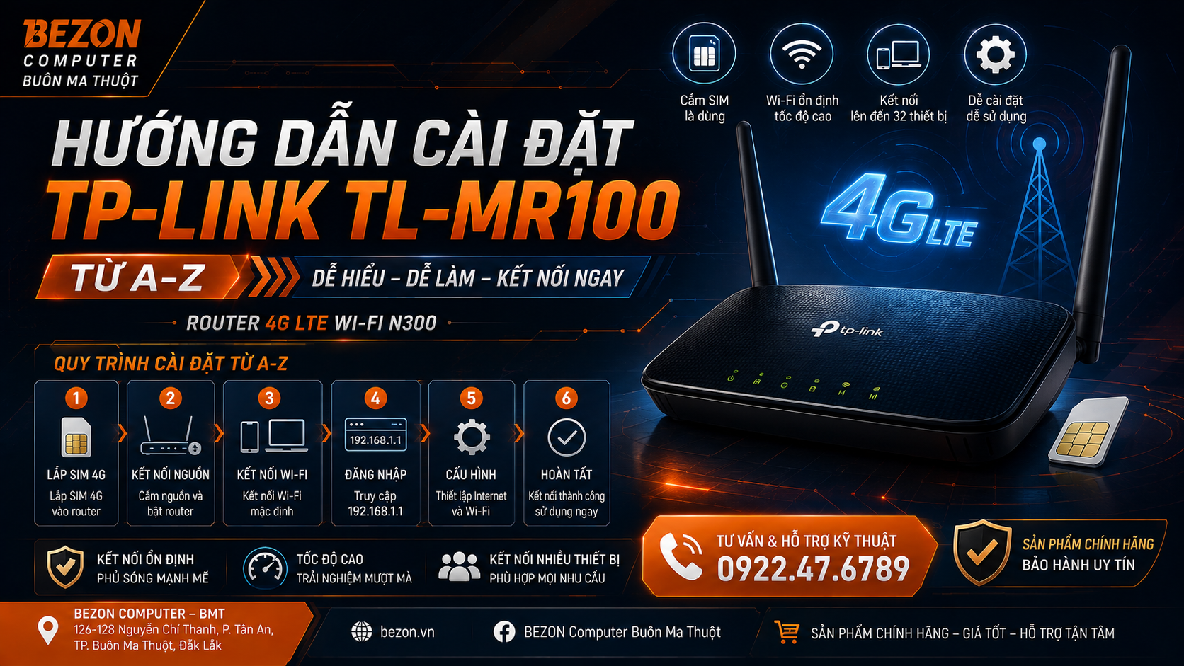 Hướng dẫn cài đặt TP-Link TL-MR100 từ A-Z