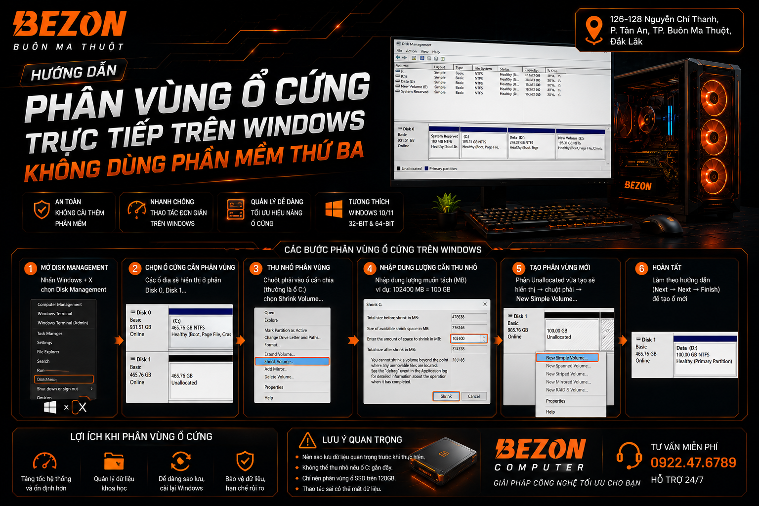 Cách Phân Vùng Ổ Cứng Trên Windows Không Cần Phần Mềm