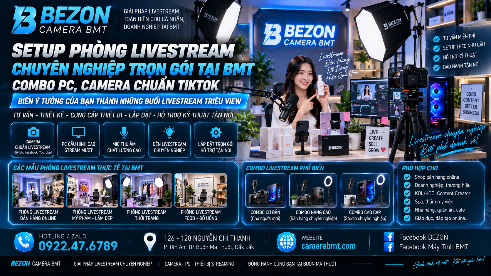 Setup Phòng Livestream Chuyên Nghiệp Trọn Gói Tại BMT: Combo PC, Camera Chuẩn TikTok