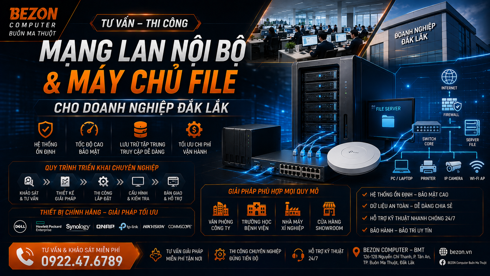 Tư Vấn Thi Công Mạng LAN Nội Bộ Và Máy Chủ File Cho Doanh Nghiệp Đắk Lắk