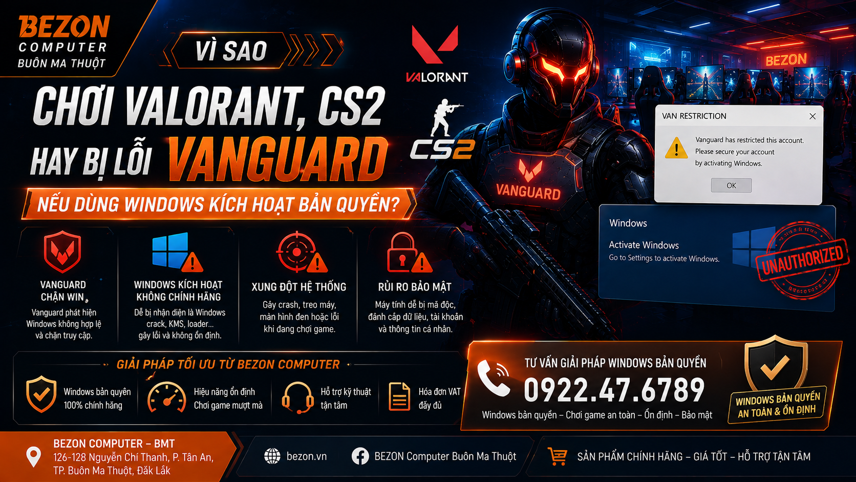Vì Sao Chơi Valorant, CS2 Hay Bị Lỗi Vanguard Nếu Dùng Windows Crack?