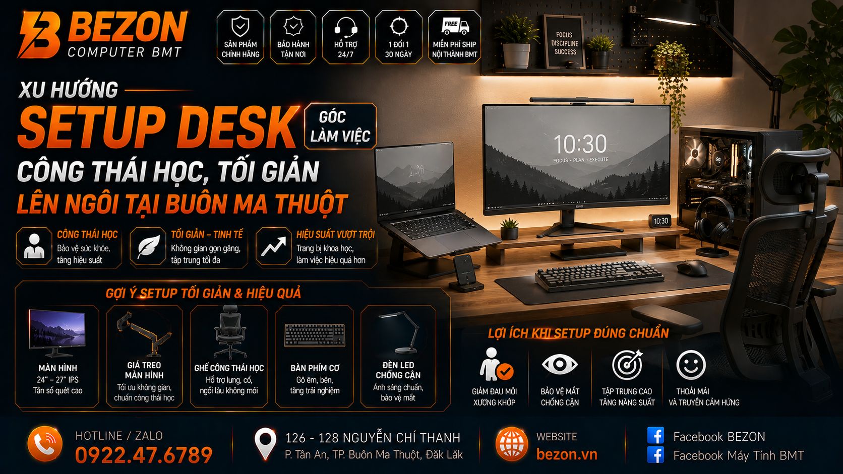 Xu hướng Setup Desk (Góc làm việc) công thái học, tối giản lên ngôi tại Buôn Ma Thuột