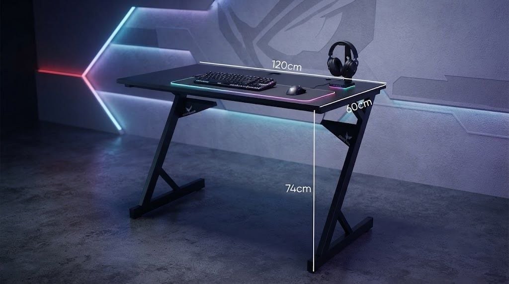 Bàn Gaming Centaur Trigger Desk | Chữ Z, 120 x 60cm, Khung đen, Mặt đen