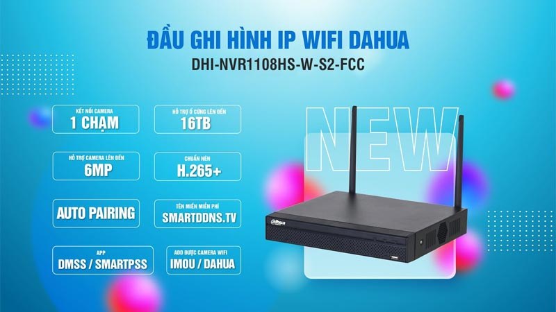 Đầu ghi hình IP Wifi 8 kênh DAHUA DHI-NVR1108HS-W-S2-FCC