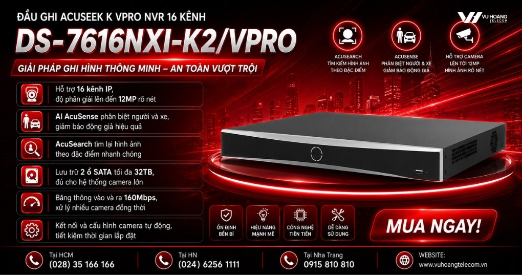 Đầu Ghi Hikvision DS-7616NXI-K2/VPro 16 Kênh AcuSense