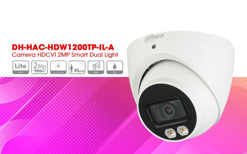 Camera HDCVI 2MP Smart Dual Light DAHUA DH-HAC-HDW1200TP-IL-A
