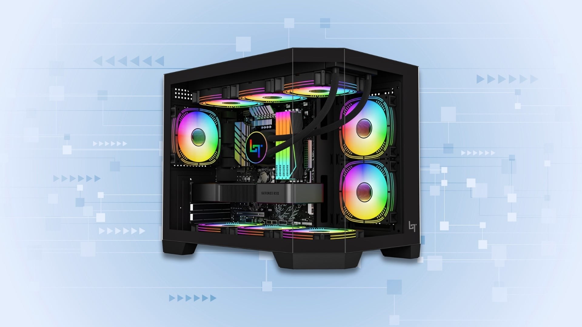 Thùng máy LinkTech Shiva – Case hồ cá M-ATX tối ưu không gian, airflow và thẩm mỹ