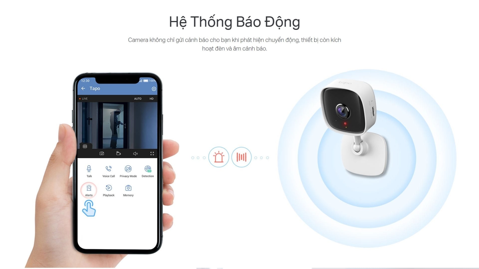 Camera WiFi 2MP TP-Link Tapo TC60 - còi báo động