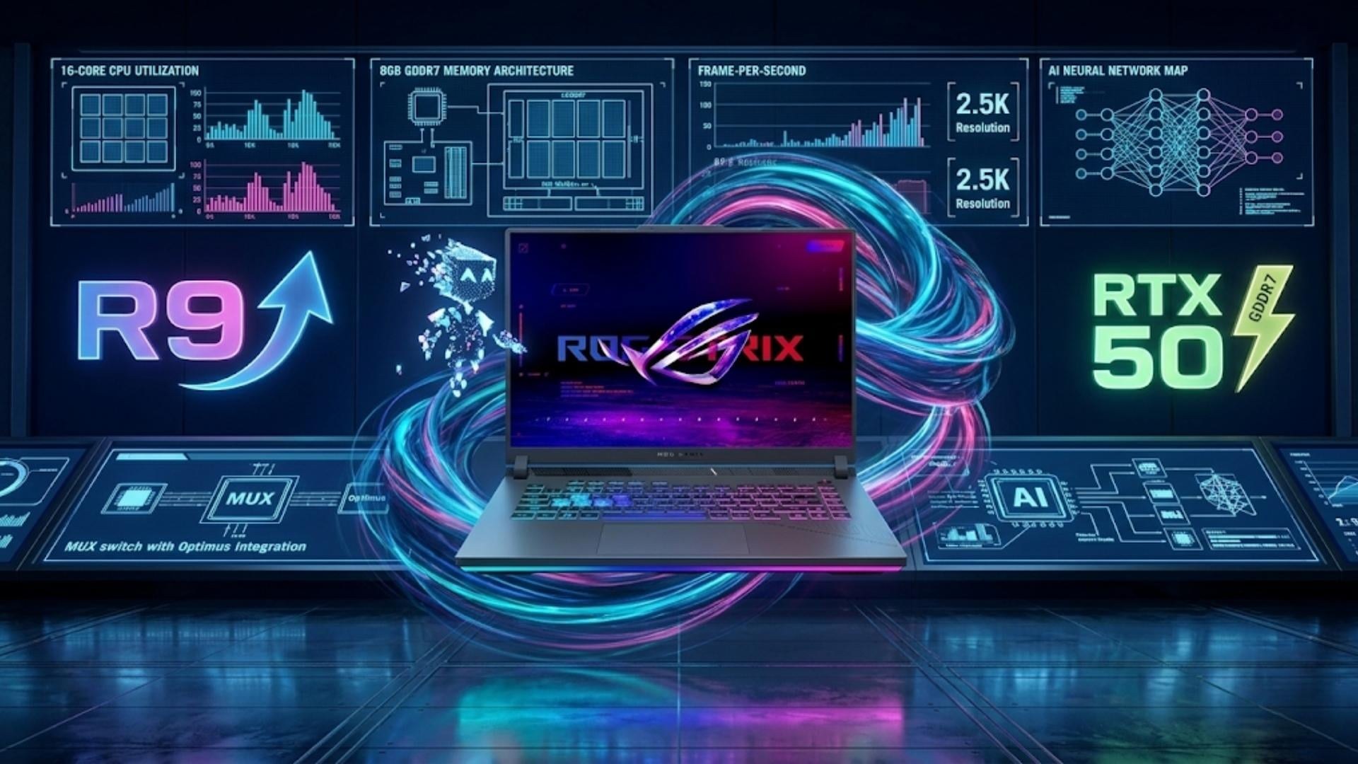 Laptop gaming ASUS ROG Strix G16 G614PP-TS112W - Ryzen 9 8940HX và RTX 5070 mở ra thế hệ laptop gaming AI hiệu năng cực cao
