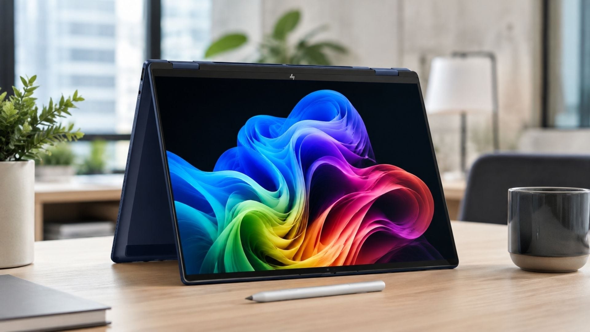 Bản lề xoay gập 360° cho phép OmniBook X Flip chuyển đổi nhanh giữa nhiều cách sử dụng