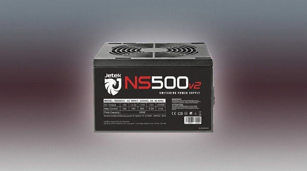 Nguồn máy tính Jetek NS500 V2 | 350W, Non Modular, ATX