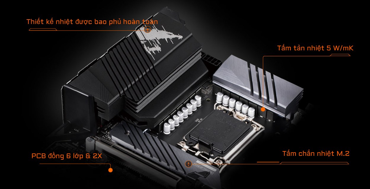 Mainboard Gigabyte B760M AORUS Elite AX Wifi DDR5 | LGA 1700, mATX, 4 khe RAM