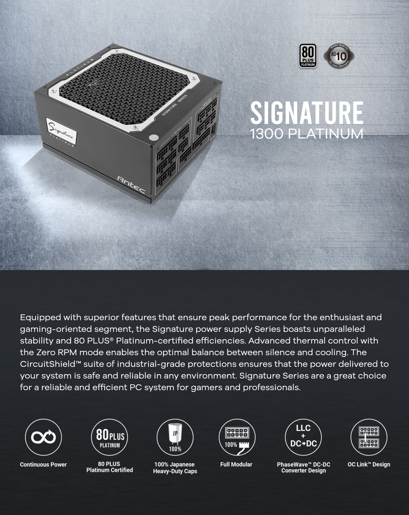 Nguồn máy tính Antec SP1300EC (80 Plus Platinum) | Full Range, Full Module