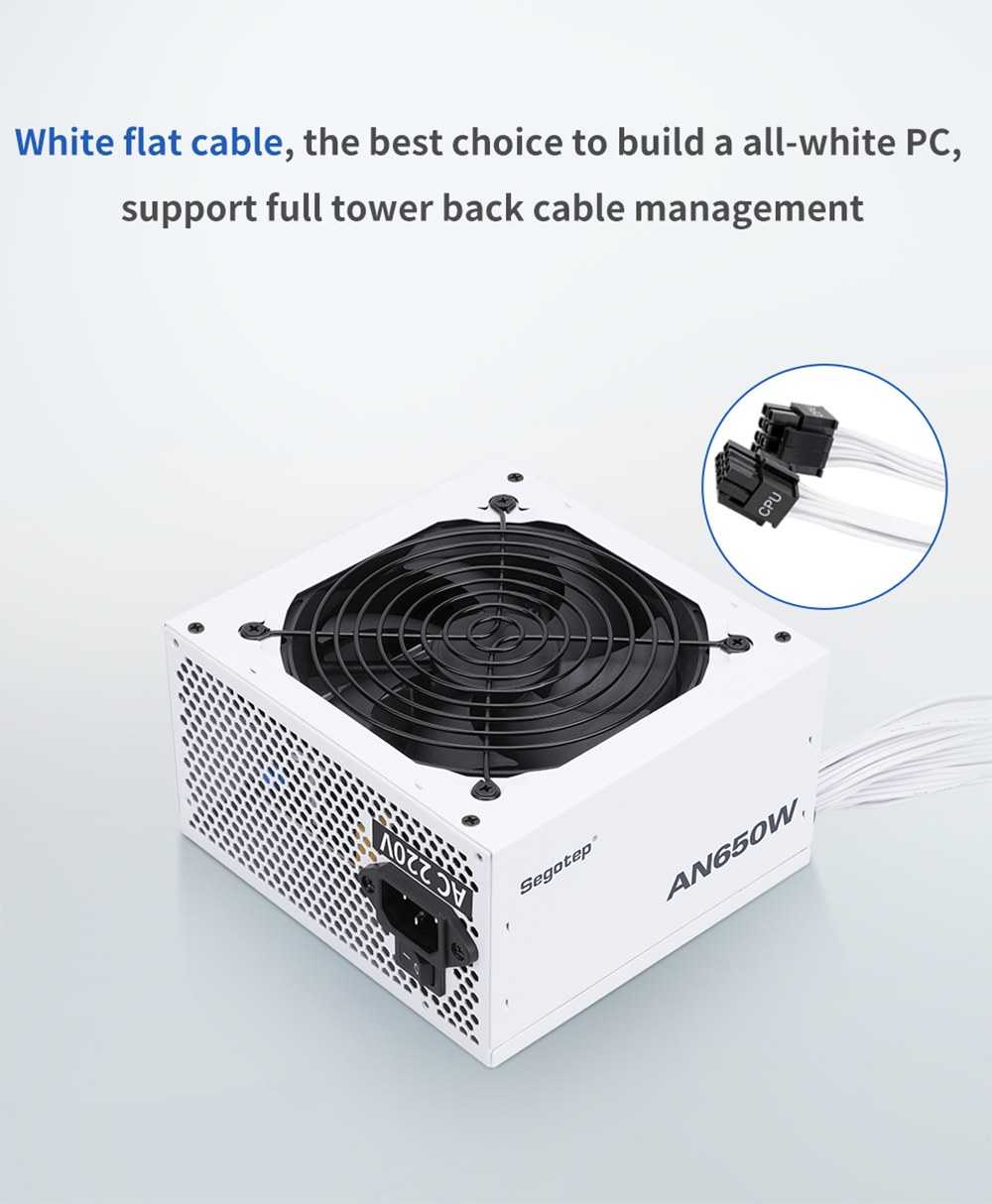 Nguồn máy tính Segotep An650W 80 Plus Standard - Trắng | Non Modular, ATX
