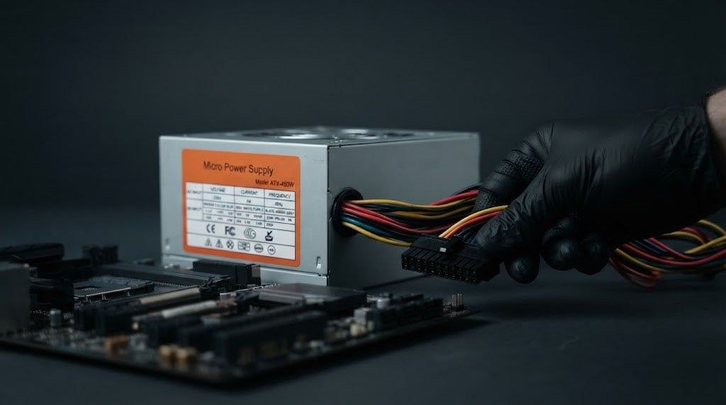 Nguồn máy tính Micro Mini J102 Slim 450W | Micro ATX, Fan 80mm, 20+4 Pin, CPU 4 Pin