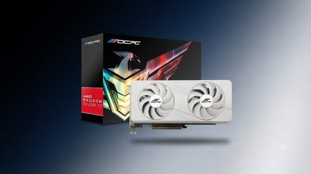 Card màn hình OCPC Radeon RX 6700 XT XK White | 12GB GDDR6, 192-bit, PCIe 4.0, Dual Fan