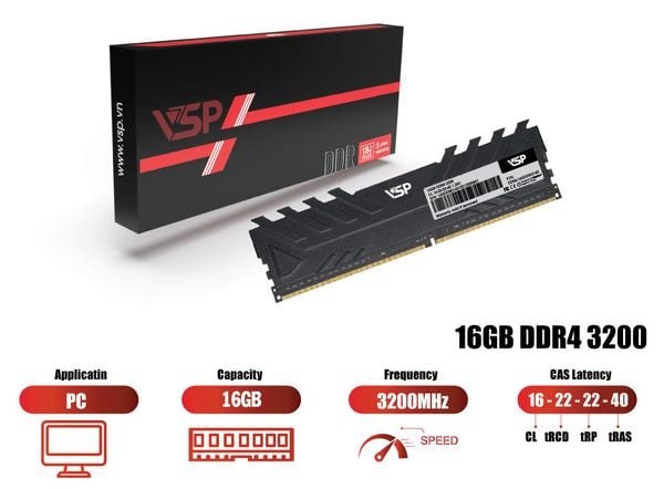 RAM PC VSP 16GB DDR4 | (1x16GB), 3200MHz, Intel/AMD DDR4-16GDDR0172